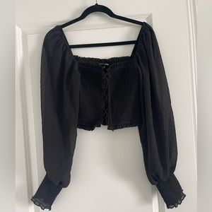 Fashion Nova Black Long Sleeves Crop Top